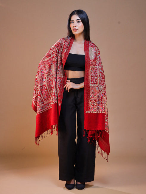 Women's Aari Embroidered Wool Stole